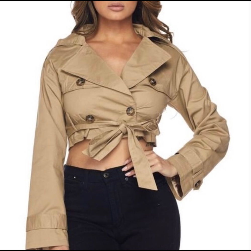 Hot & Delicious Taupe Crop Trench Coat
